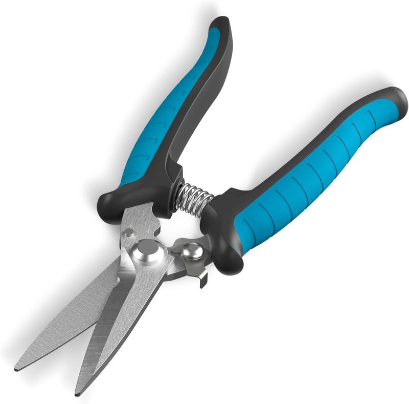 GARTOL 8" Scissors All Purpose Heavy Duty - Razor-sharp Tin Snips for Sheet Metal, Electrical Wires, Insulation, Ropes, Cardboard | Electrician Tools with Cable Notch, Ergonomic Grip | DIY Scissors - Image 1